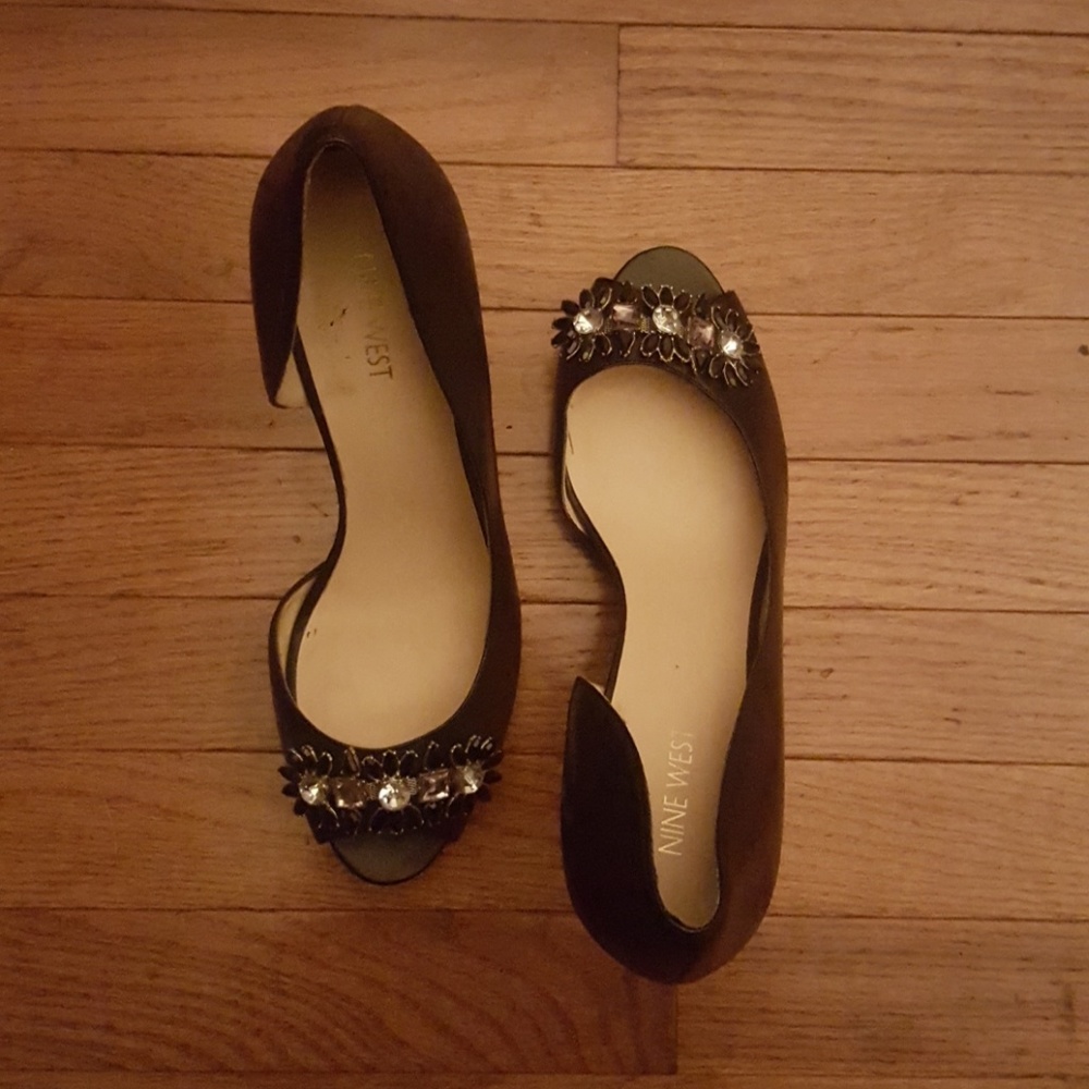 Black open toe heels